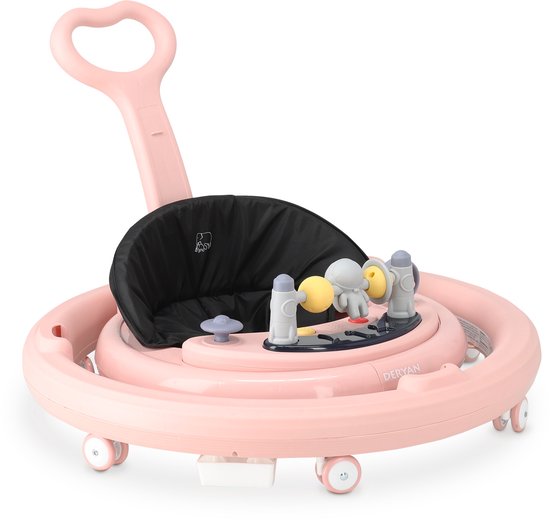 Deryan Mover Loopstoel - Inclusief duwstang - Roze — afbeelding 2