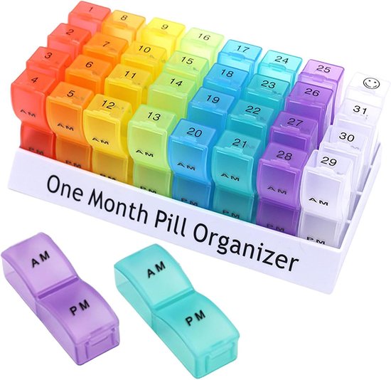 Somstyle Pillendoosjes voor 1 Maand - Pillendoos Avond / Ochtend - Medicijndoos - Multicolor