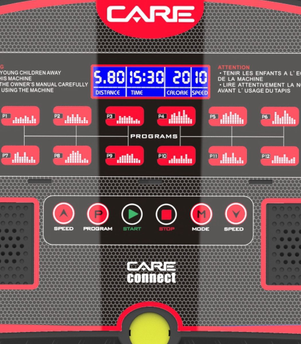 CARE CT-735-2 - Connected en opvouwbare loopband - Maximale snelheid 14 km/u - 12 programma’s - Handmatige helling met 3 niveaus - Voor thuisgebruik - Rood thumbnail 6