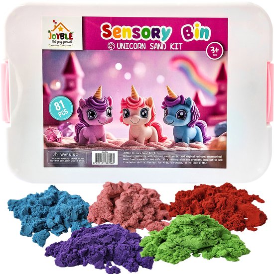 Joyble 5 kleuren totaal 2000g Kinetisch Eenhoorn Zand - 81 Delig set- Speelgoed voor binnen - Geschikt met Sensorisch Kinetic sand - Magic Unicorn Speelzand - Magisch Zandbak
