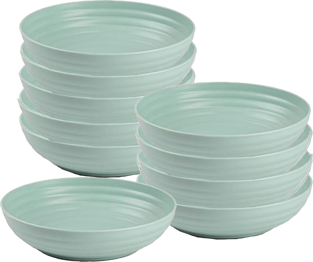 Plasticforte Soepkommen - 10x - D22 x H5.5 cm - groen - kunststof - onbreekbaar - servies