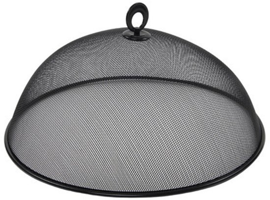 Bellatio Design Vliegenkap - zwart - D35 x H16cm - buiten eten - anti insecten - RVS - voedsel beschermen - voedselkap - afdekkap