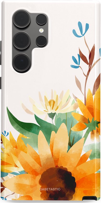 Casetastic Hoesje Geschikt voor Samsung S24 Ultra - Stijlvolle Beschermende Duo-layer Case - Stralend geel