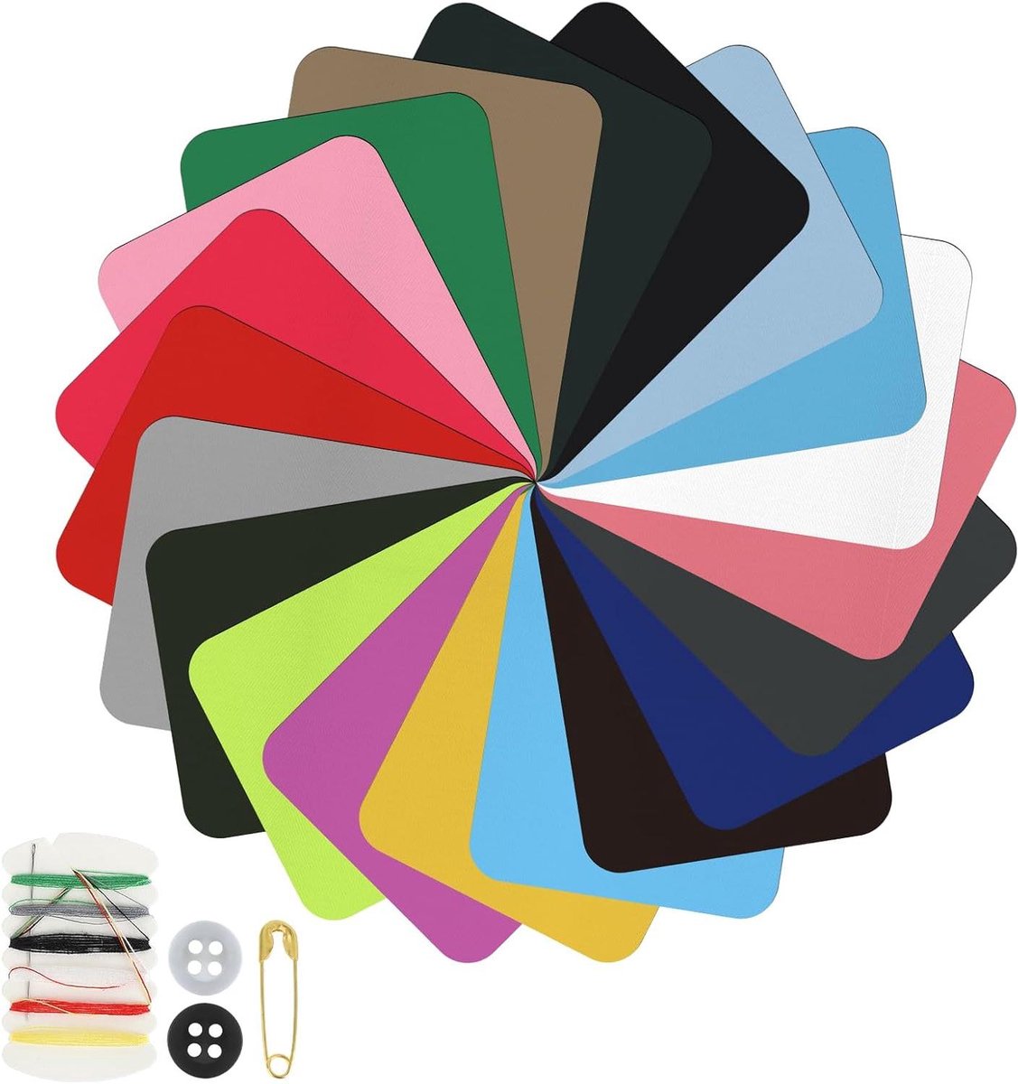 20 stuks opstrijkbare patches voor kleding - 20 kleuren reparatiepleisters voor kleding - Premium opstrijkbare reparatiepleisters voor jas jeans-kleding (95 x 125 cm)