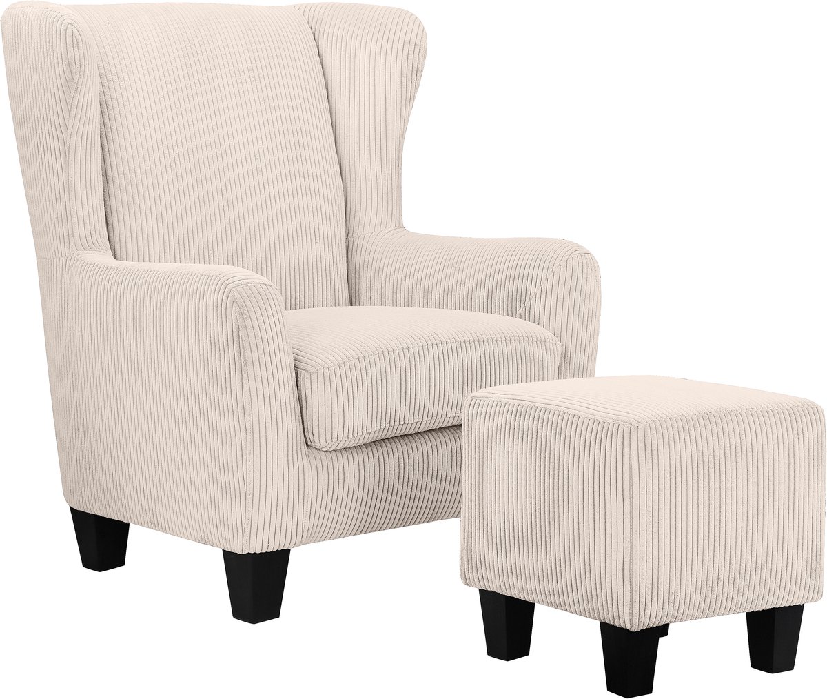 Notio Living Zhili-Fauteuil & Kruk - Crème Stof