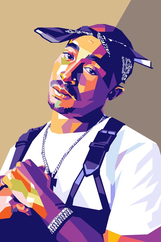 Tupac Poster - Bruine - Rap - Muziek - Legende - Inspirator - Cultuur - posters - formaat 70x100cm - Wanddecoratie - L2667