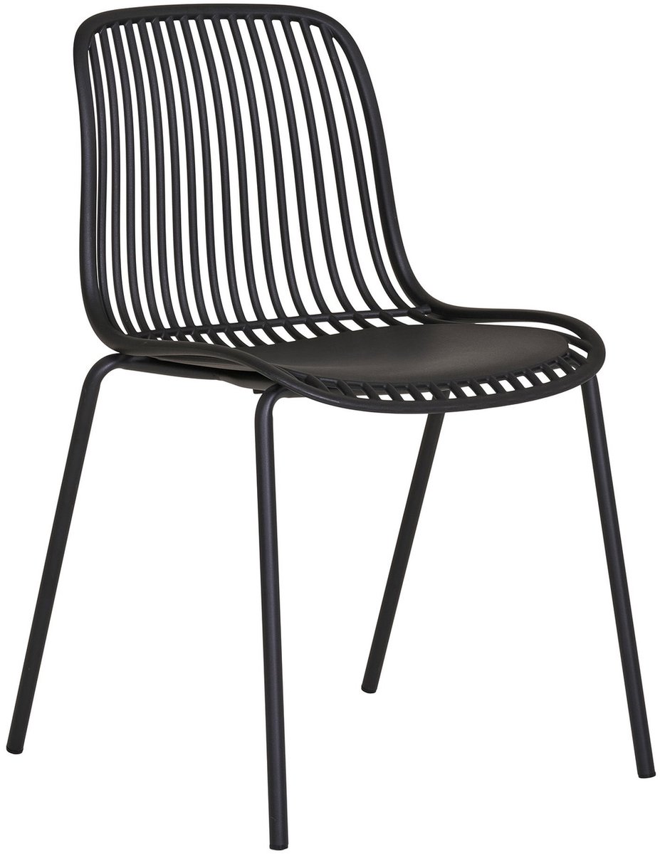 House Nordic Tuinstoel Branson - Zwart - Zithoogte 46,5cm - Set van 4