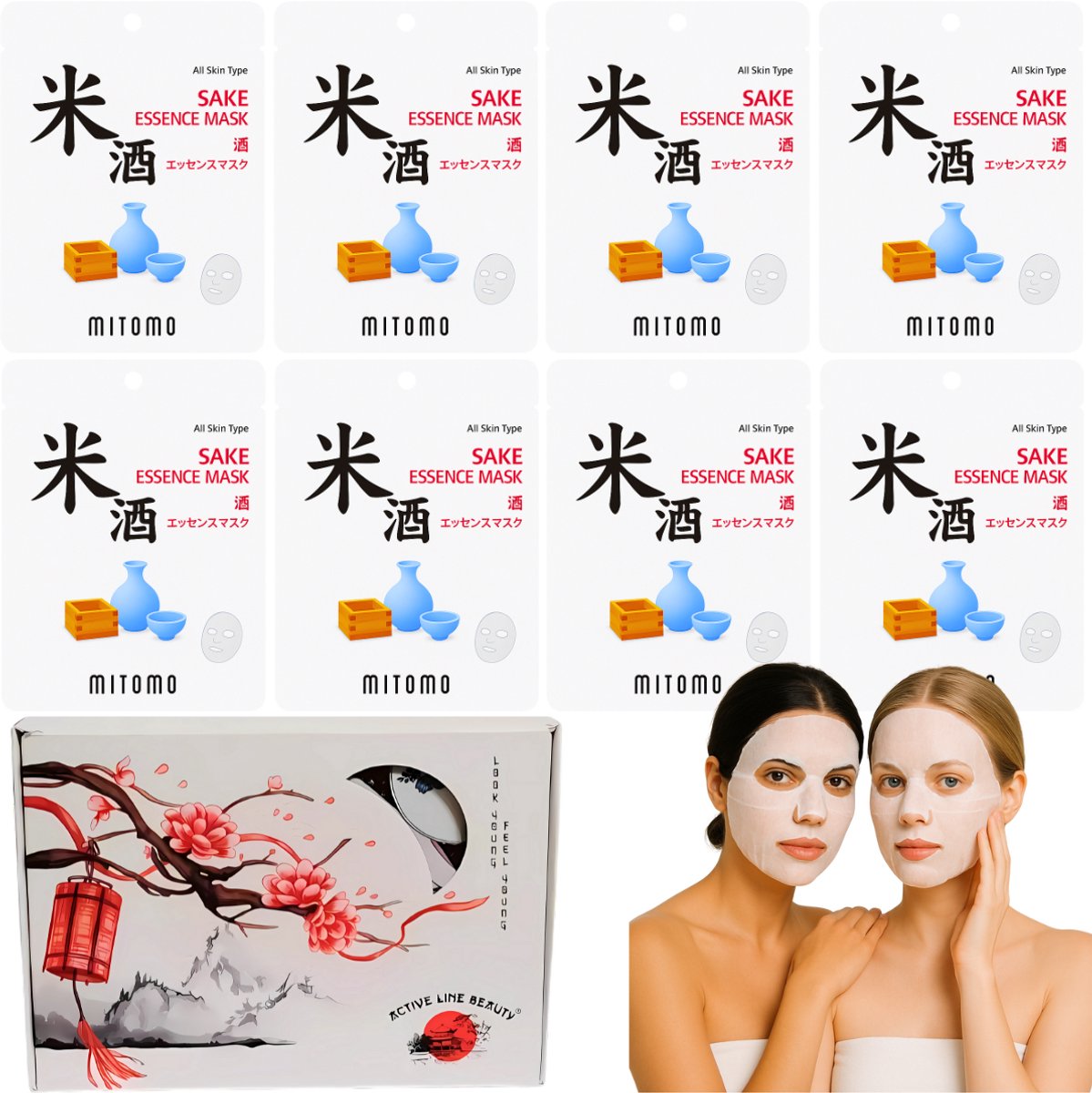 Goedkoopste MITOMO® Sake Gift Set - 8 Stuks - Giftset Vrouw - Gezichtsmasker - Sheet Mask - Skin Care - Verjaardag Cadeau Vrouw - Gezichtsmaskers Verzorging