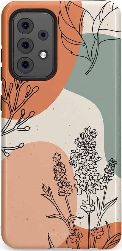Casetastic Hoesje Geschikt voor Samsung A52 (4G/5G/s) - Stijlvolle Beschermende Duo-layer Case - Lijnenspel Natuur