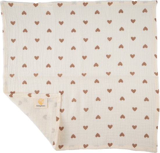Honeybears hydrofiele doek – Inbakerdoek hydrofiel baby – XXL Hydrofiele luierdoek – Hartjes – 120x120cm — afbeelding 2