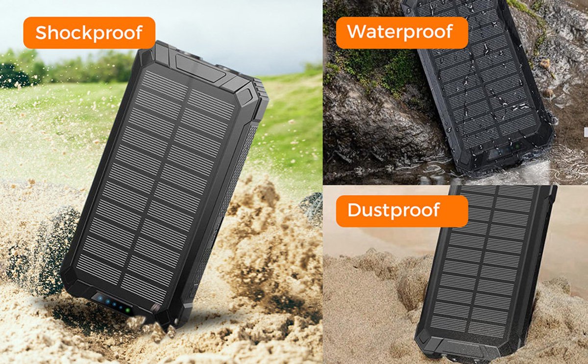 LumiexPro Solar Powerbank 20.000mAh Draadloos Opladen - afbeelding 3