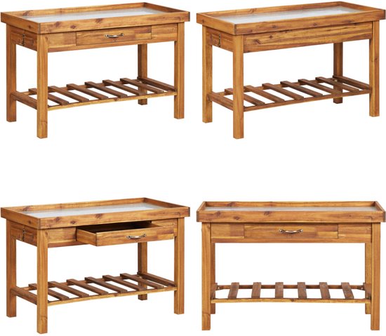 Plantentafel met schappen 78x38x82,5 cm massief vurenhout oppottafel vidaXL