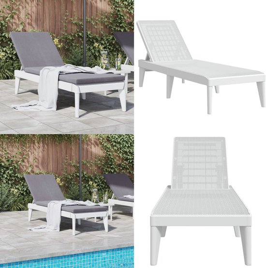Lettino con Cuscino Bianco 186x60x29 cm in PP
