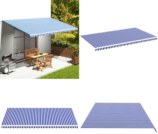Toile de rechange pour store banne vidaXL 6 x 3,5 m, bleu et blanc - Toile de rechange - Toiles de rechange - Store banne de rechange - Store banne de rechange