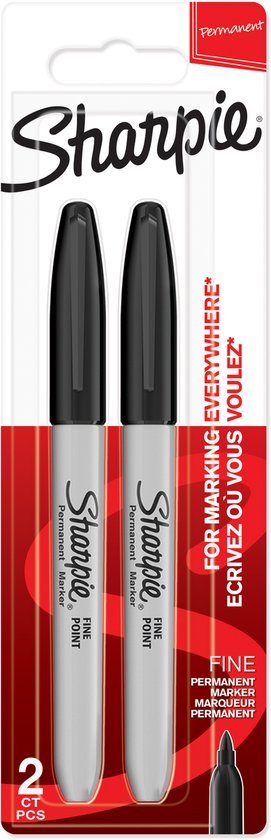 Sharpie-permanentmarkers | Fijne punt | Zwarte inkt | 2 stuks