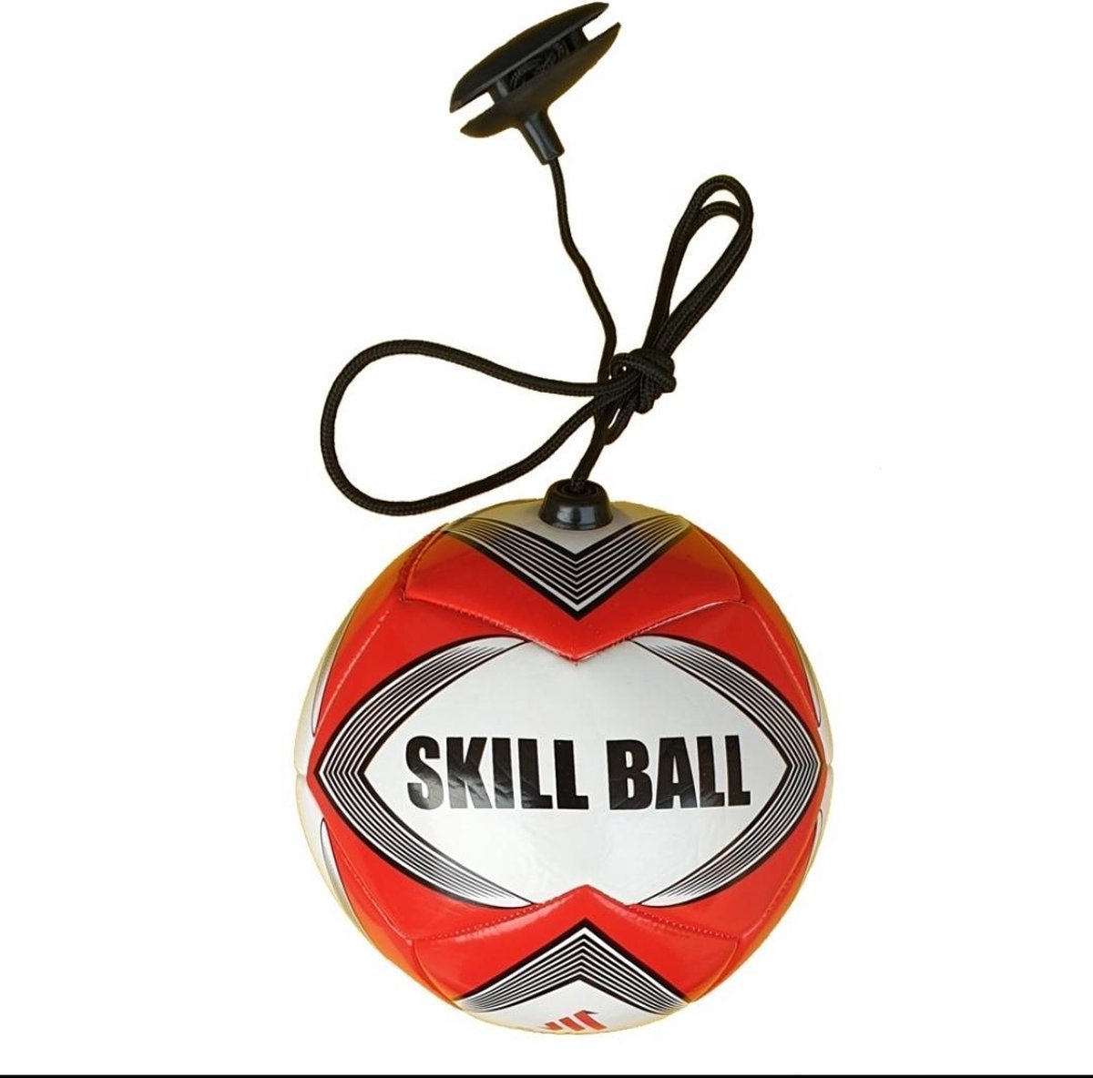 Voetbaltrainer Techniekbal - Maat 2 Mini Voetbal met Touw - Skillball voor Balcontrole & Voetbaltechniek - Lederen Jeugdvoetbal - Trainingsbal voor Kinderen & Beginners - Indoor & Outdoor - Sterk, Duurzaam & Rood-Zwart Design