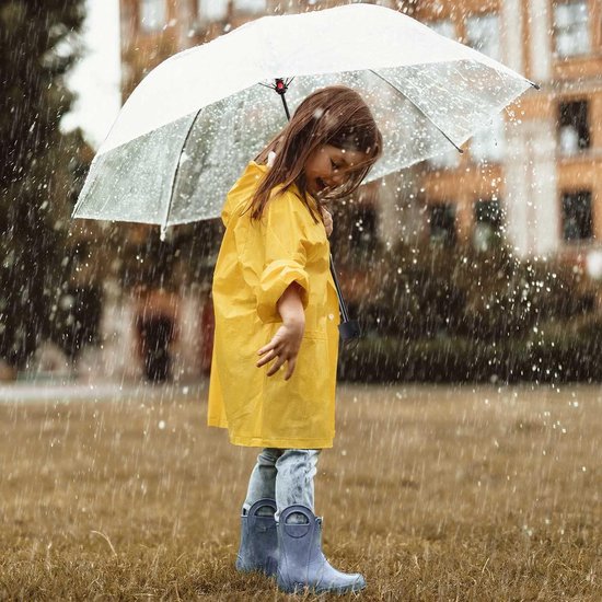 GOODS GADGETS Transparent umbrella, white pole umbrella 100-130 cm; Elegant umbrella in transparent - the fashion highlight, Stick umbrella 100 cm