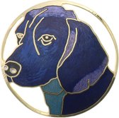 Behave® Broche hond rond donker blauw emaille 4 cm