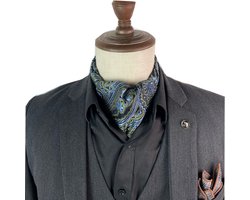 Stropdassjaal – Ascot – Sjaal Heren – Paisley Dessin – Groen/Blauw