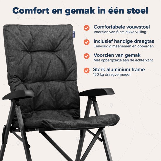 TRVLMORE Campingstoelen Luxe - Opvouwbaar - 2-Pack - 150KG Draagvermogen - Incl. Draagtas - Klapstoel - Kampeerstoel - Vouwstoel - Zwart van Merkloos — afbeelding 3