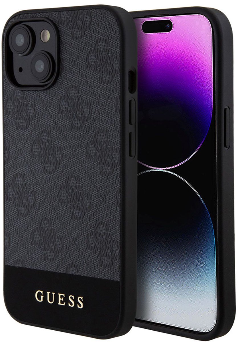 Guess 4G Stripe Back Cover - Geschikt voor Apple iPhone 15 (6.1") - Grijs