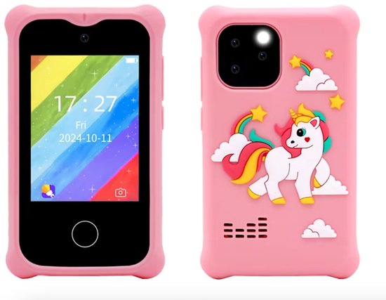 Foto: Selevie kinder smartphone roze eenhoorn 2 8 inch touchscreen muziekspeler educatieve games leerzaam speelgoed voor meisjes jongens 3 8 jaar educatieve telefoon stem
