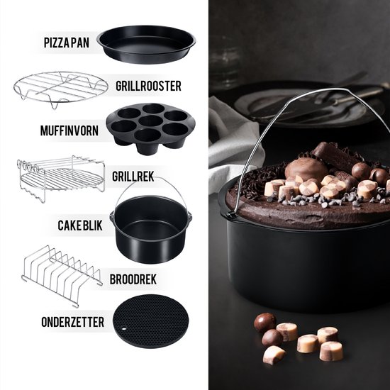 VAIVE Heteluchtfriteuse Accessoires Set - Geschikt voor alle Airfryer XL en XXL - ⌀ 20 cm