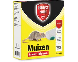 Protect Home Express Muizengif – Muizen bestrijden binnen – 2 lokdozen – Alternatief voor muizenkorrels – Direct klaar voor gebruik