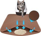 Tapis de litière pour chat FLOORDIREKT Charly - Double couche motif nid d'abeille - Lavable - Antidérapant - Diverse couleurs - Marron - 76 x 61 cm