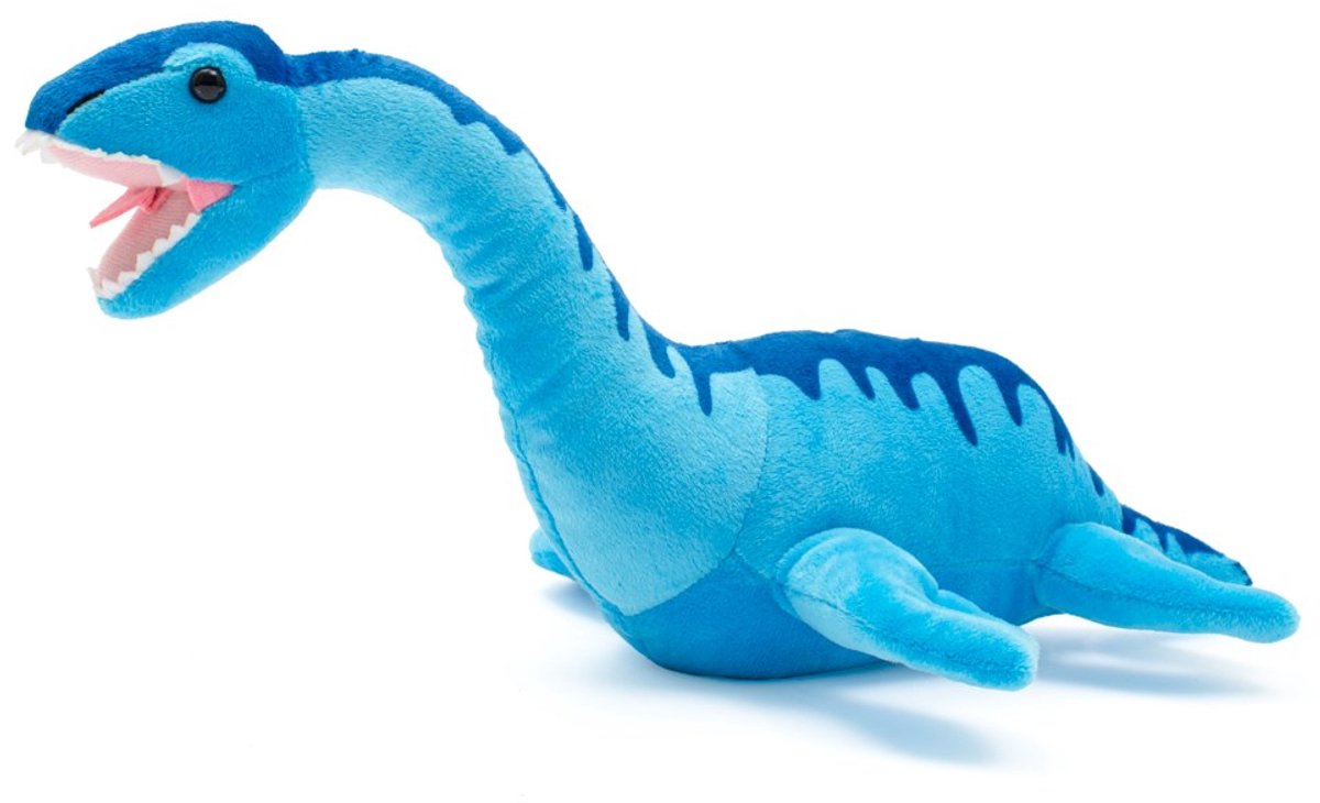 Baby Mix - Knuffel - Pluche dinosaurus blauw 40cm - speelgoed - knuffeldier - plesiosaurus - kind - dino - pluche