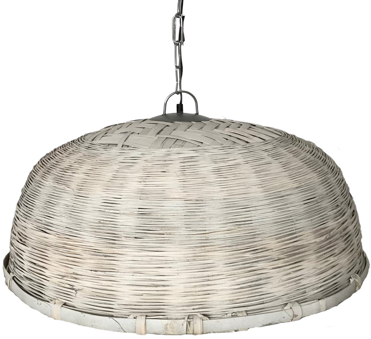by Mooss - Hanglamp - Riet - Grijs - Wit - 70cm - Sfeervol - Gezellig - Boho - Ibiza - Stijl - Rustiek