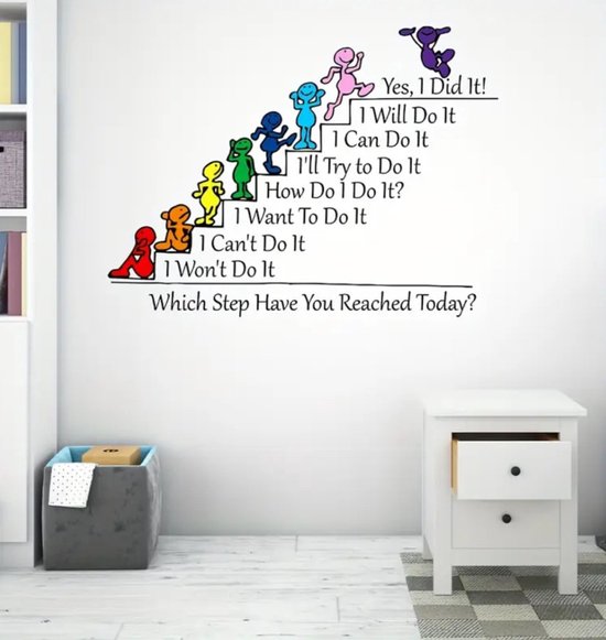Motiverende tekst muursticker - Yes I did it - 59 x 39 cm | bol