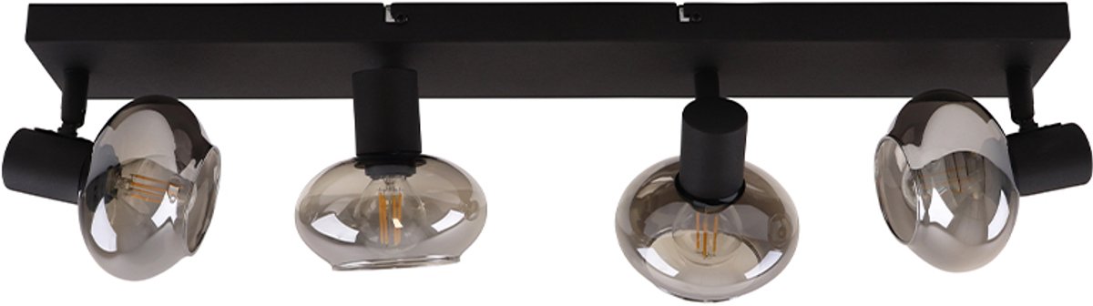 Olucia - SKIP - Plafondlamp - Grijs / Zwart - 4L - Vorm: Vierkant