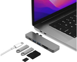 iMounts USB-C Hub voor MacBook Air & Pro – Thunderbolt, SD-kaartlezer & USB-poorten – Space Gray