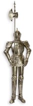 Armure de Ridder en acier avec hache d'abattage - Uniforme de chevalier médiéval en armure lourde - Arme et armure décoratives pour l'intérieur et le Jardin - Hauteur 213 cm