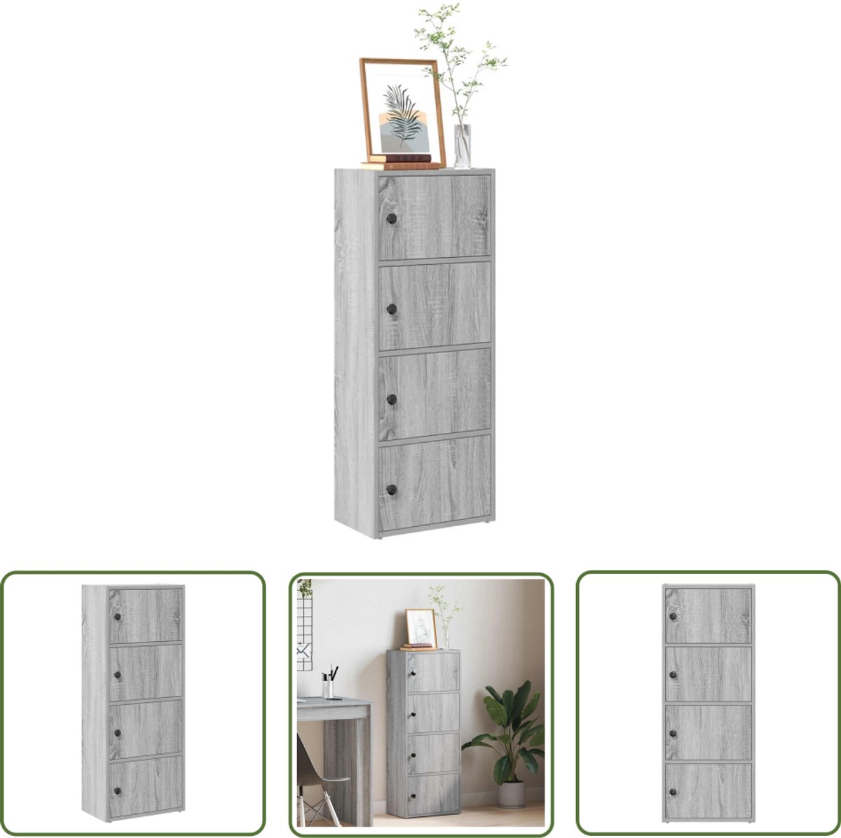 vidaXL Boekenkast Grijs Sonoma Eiken 40x24x102 cm Boekenkast - Boekenkasten - Boekenplank - Opbergkast