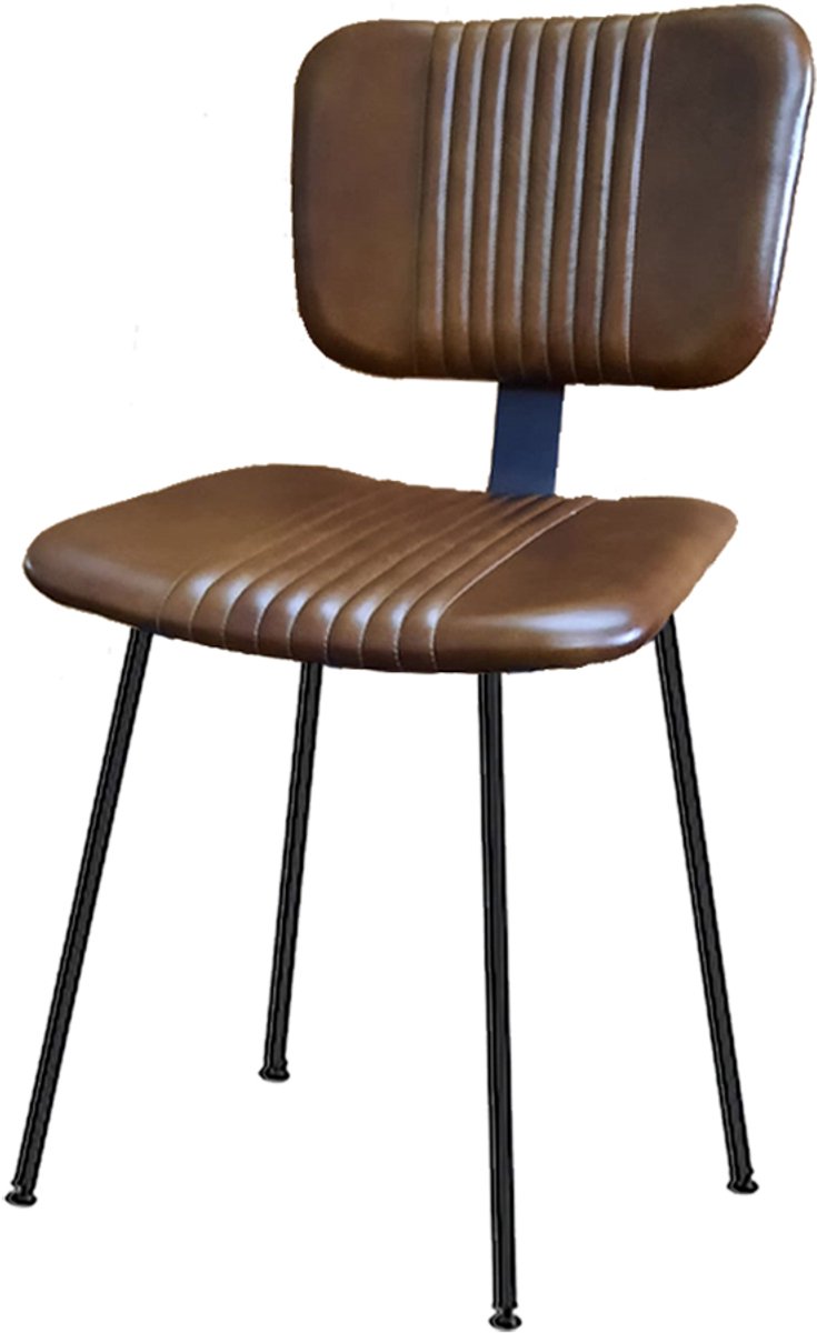 by Mooss - Eetkamerstoel - Meg - Oker - Leer - Retro - Set van 2