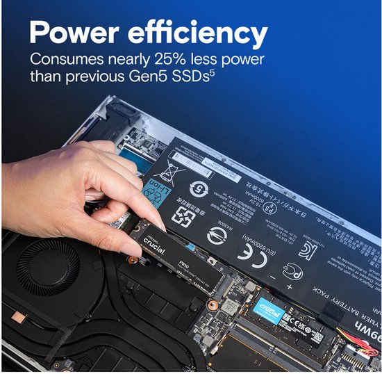【M.2 SSD】2TB P510 Gen5 Crucial P510 | 2TB NVMe SSD | M.2 | Gen5 | 11.700MB/s Lezen