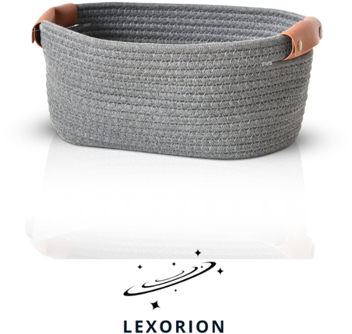 Lexorion Natura - Opbergmand - Katoenen Opbergmand - Donkerblauw - Maat S - 26×19×12 cm - Speelgoedmand & Badkamer Opberger - Milieuvriendelijke