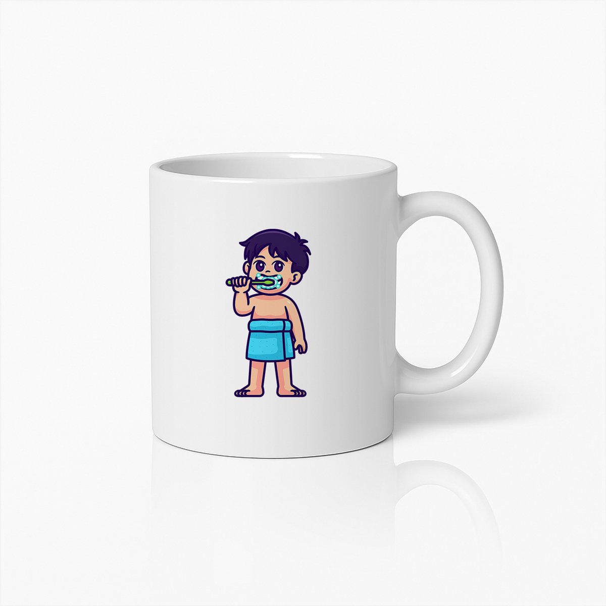 Schattige Kind Tandenpoetsen Mok – Schattige Ochtendroutine Cartoon Koffiebeker