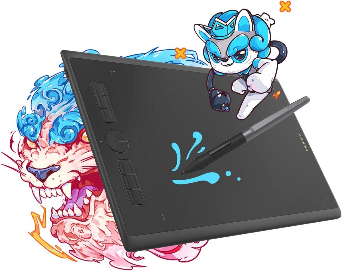 Digitale Tekentablet 10x6,25 inch met 8192 Drukniveau en Batterijloze Stylus