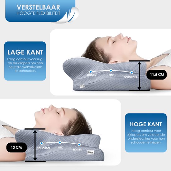 Maqi Living® Hoofdkussen Memory Foam voor Nekklachten Dreamora – Orthopedisch & Ergonomisch kussen - Geschikt voor rug-, zij- en buikslapers - Traagschuim - Wit