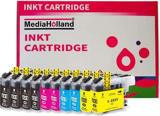MediaHolland - Huismerk Inkt Cartridges voor Brother LC223 Printers - Set van 10 Stuks - 4 Kleuren - Brother Inktpatronen, Cartridge