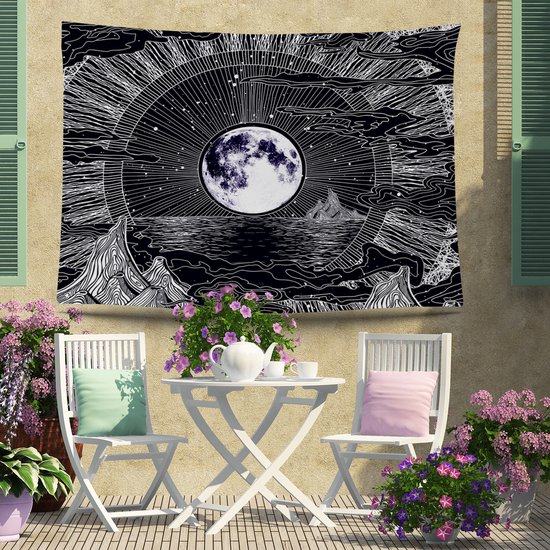 Ulticool - Soleil Lune Zodiac Tarot Nature Bohème - Affiche Tapisserie - 200x150 cm - Groot tapisserie - Affiche Jardin Tapisserie