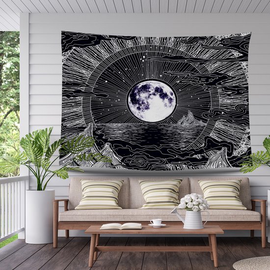 Ulticool - Soleil Lune Zodiac Tarot Nature Bohème - Affiche Tapisserie - 200x150 cm - Groot tapisserie - Affiche Jardin Tapisserie