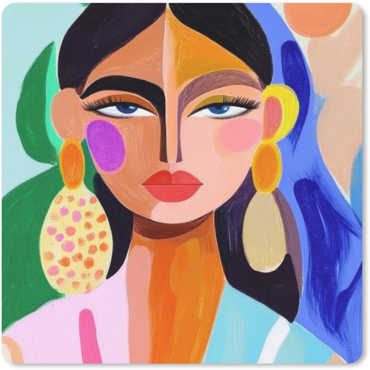 Muismat 20x20 cm - Mousepad Portret - Vrouw - Modern - Muismatten