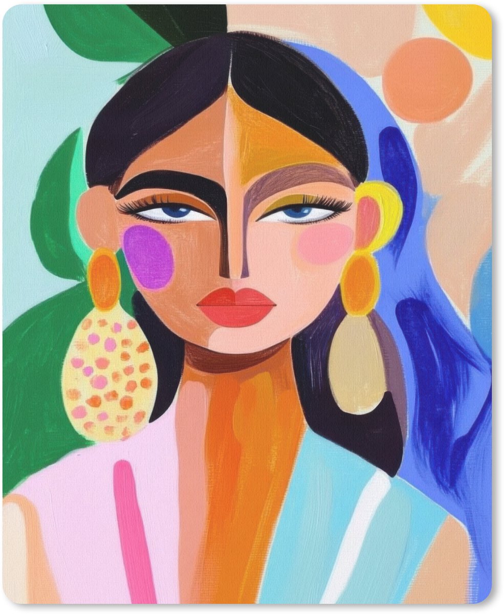 Muismat 19x23 cm - Mousepad Portret - Vrouw - Modern - Muismatten
