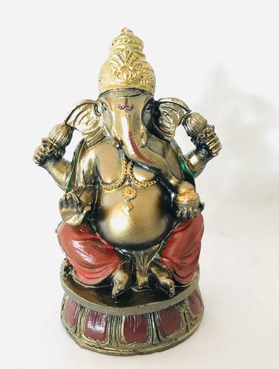 Handgeschilderd Boeddha Ganesha Beeld 9x14x6.5 cm