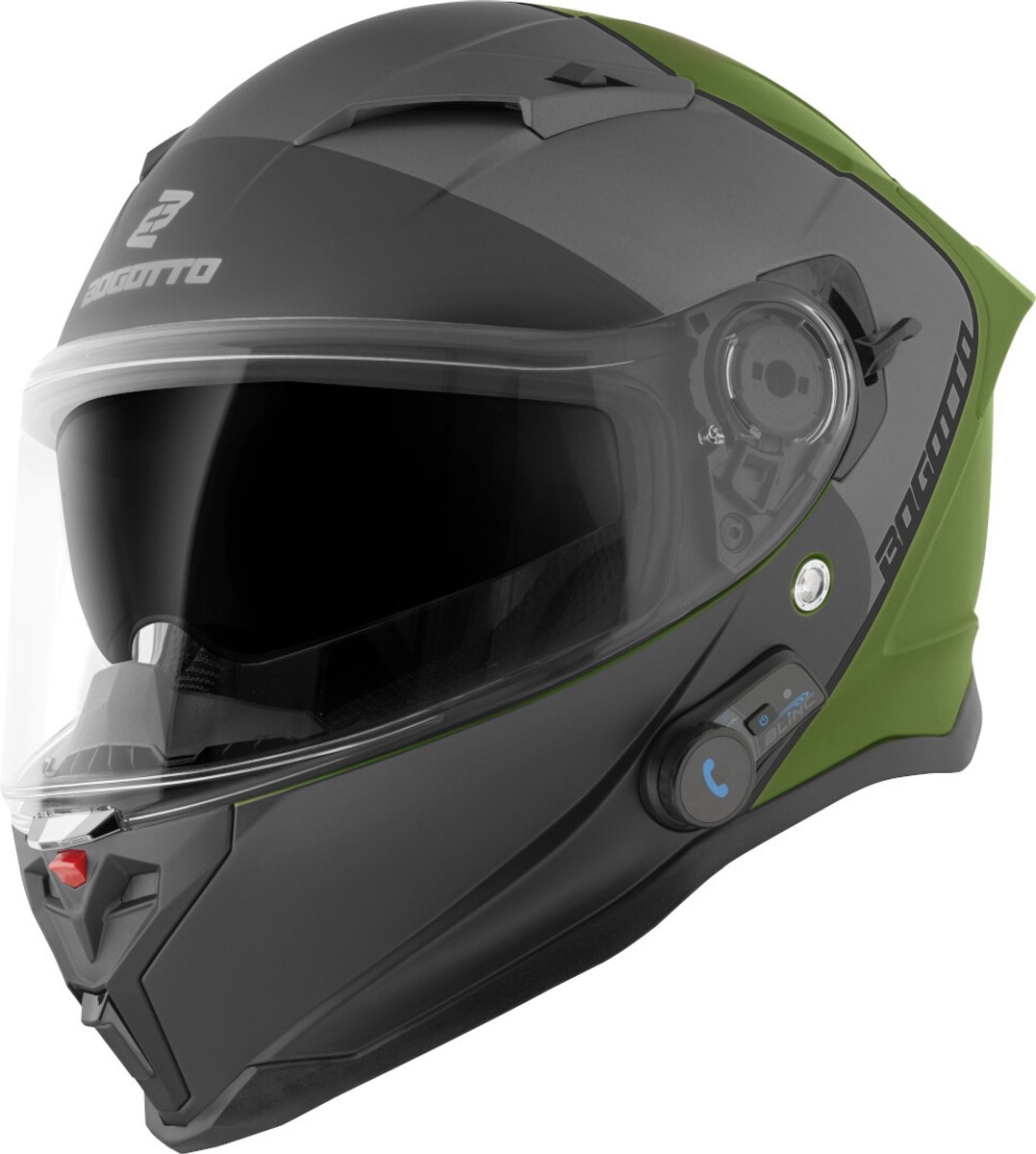 Bogotto H153 BT SPN Zwart Groen Bluetooth Helm - Maat M - Helm