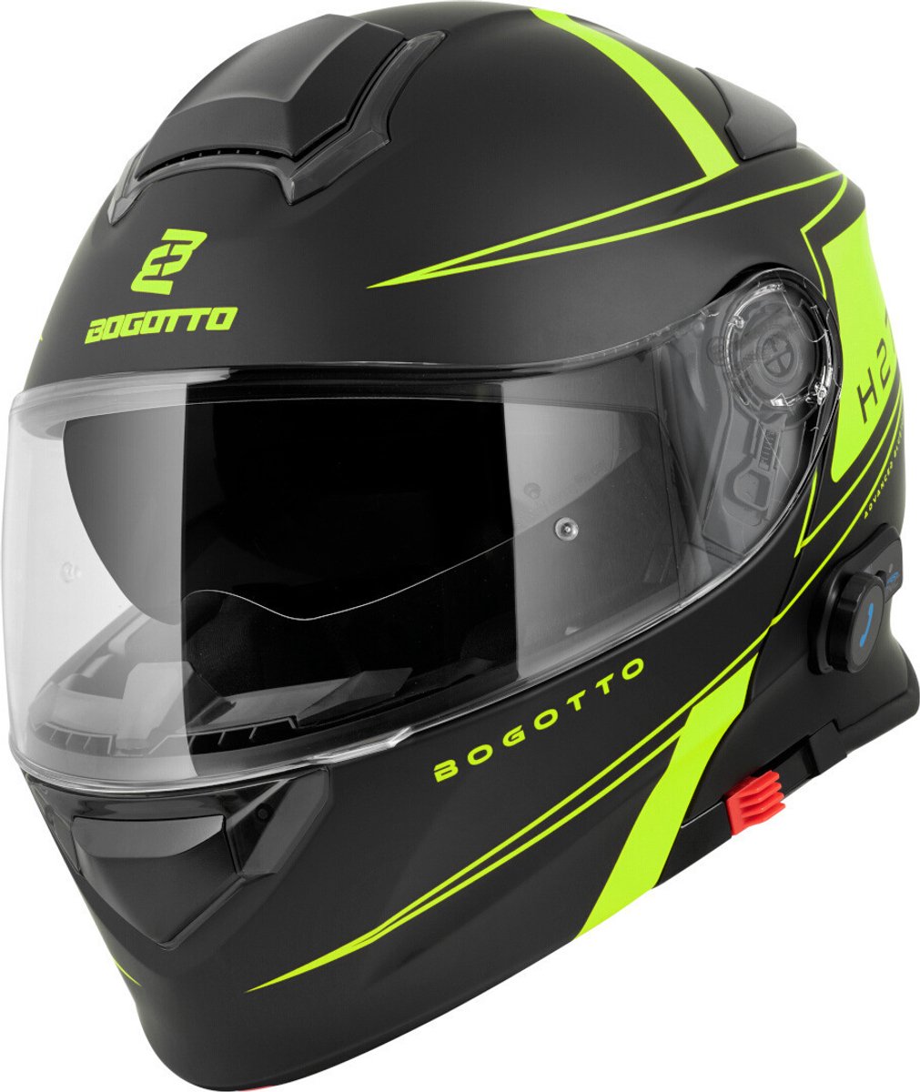 Bogotto H271 Taog Bluetooth Helm Zwart Geel - Maat XS - Helm